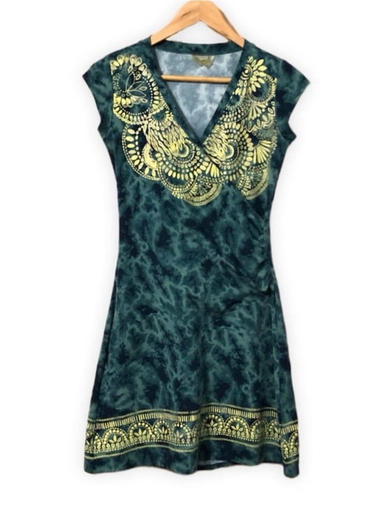 Athleta Dresses & Skirts - Athleta Womens Nectar Active Faux Wrap Dress Blue Tie Dye Tattooed Ruched XS